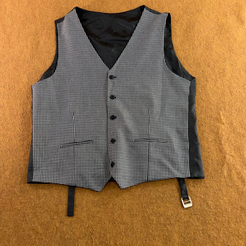 Eleyse Mens 58 Black White Houndstooth Formal Suit Vest Waistcoat New